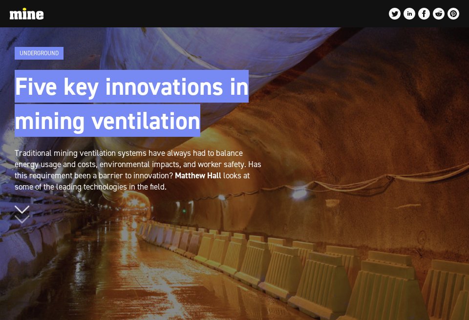 Five Key Innovations In Mining Ventilation Mine Issue 93 June 2020