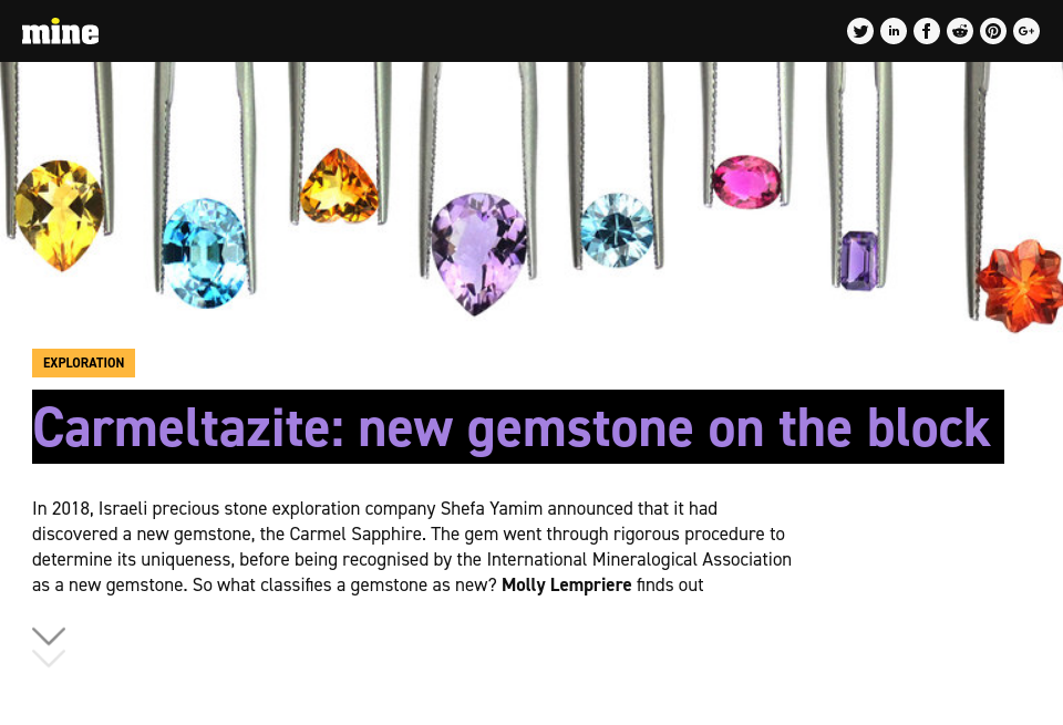 Carmeltazite new gemstone on the block Mine Magazine Issue 79 April 2019