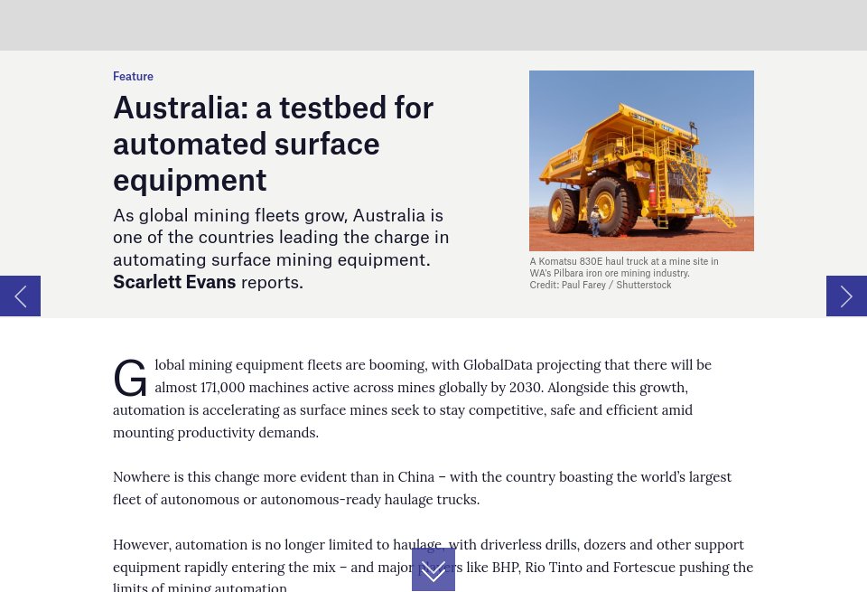 Australia: a testbed for automated surface equipment - Mine Australia ...