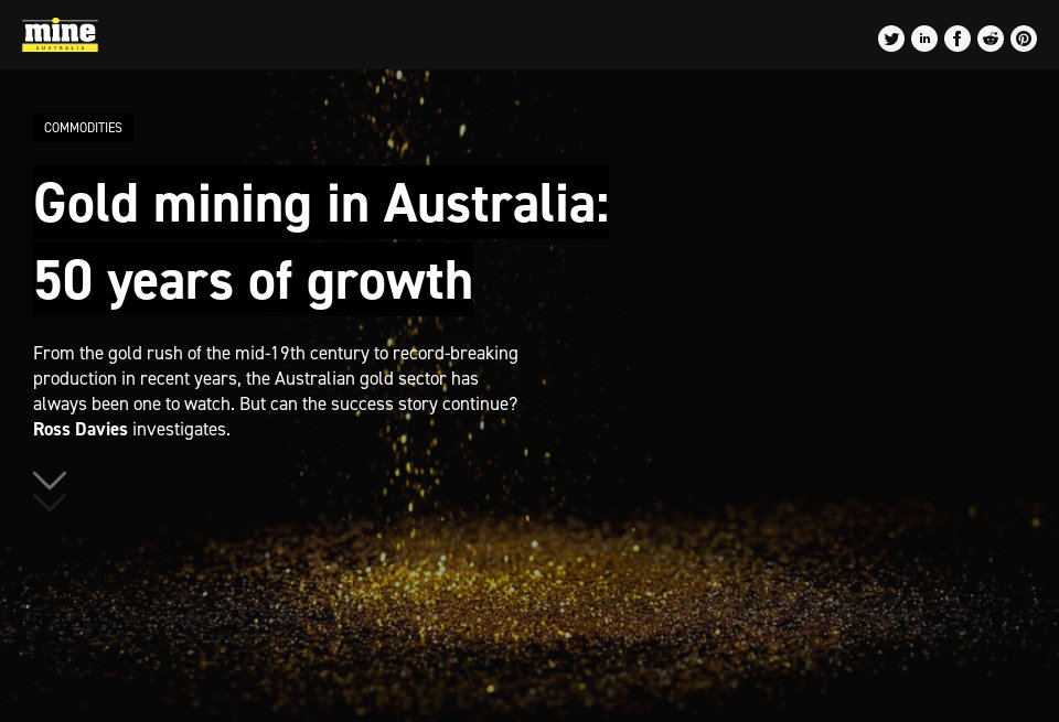 Gold Mining In Australia 50 Years Of Growth Mine Australia Issue 8 November 2019