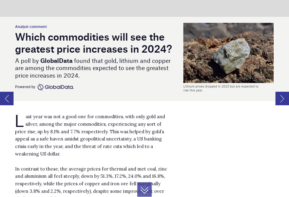 Which commodities will see the greatest price increases in 2024? Mine