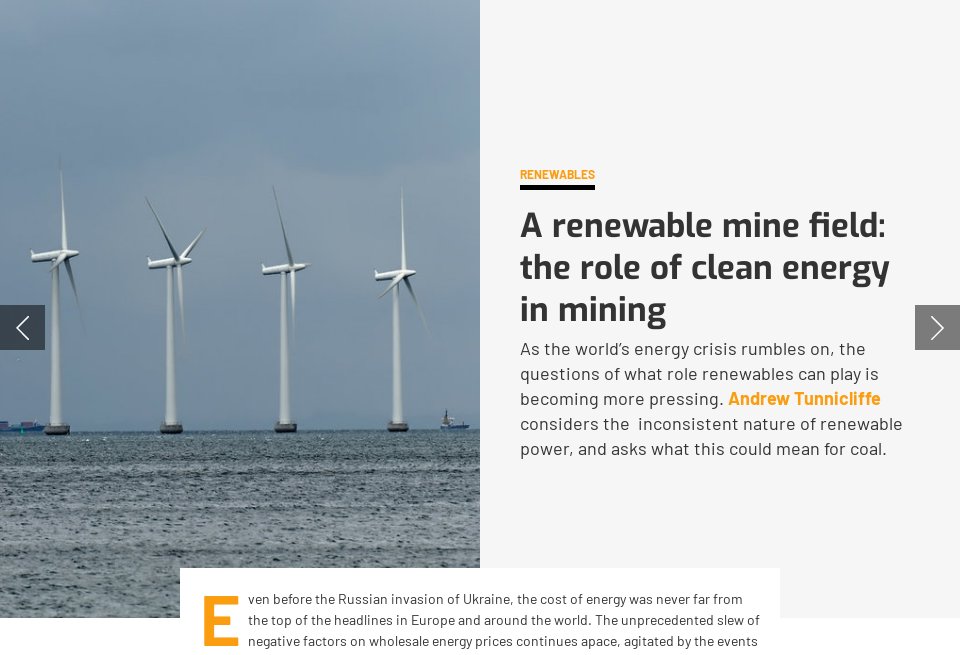 Minge Energy A renewable mine field: the role of clean energy in mining - Mine ...