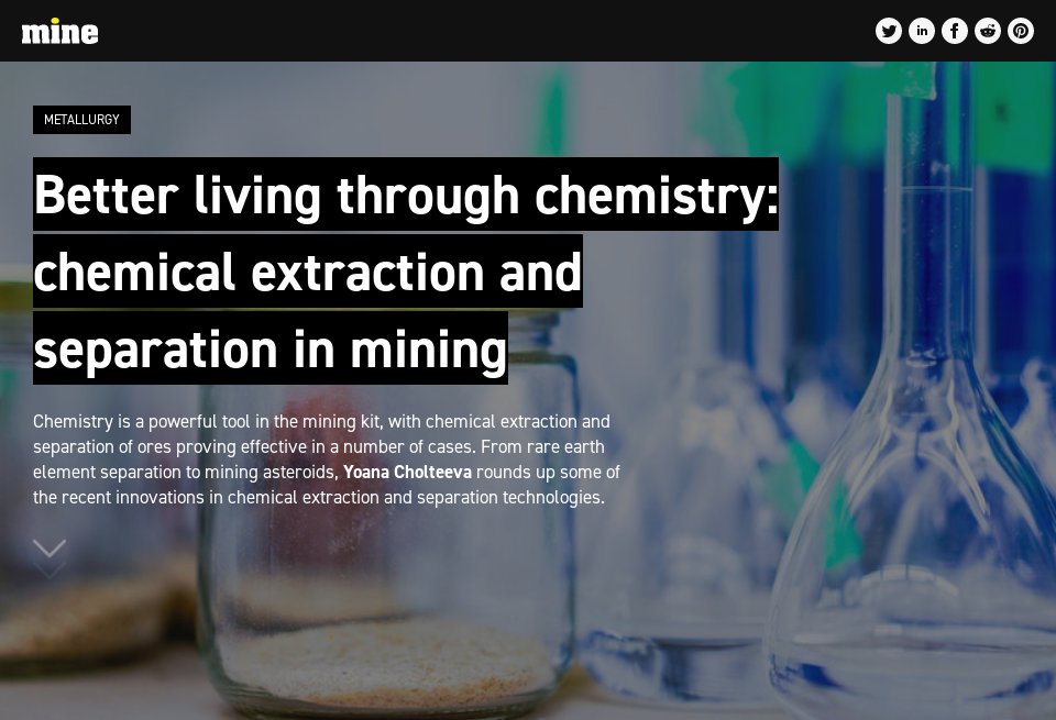 Better living through chemistry chemical extraction and separation in