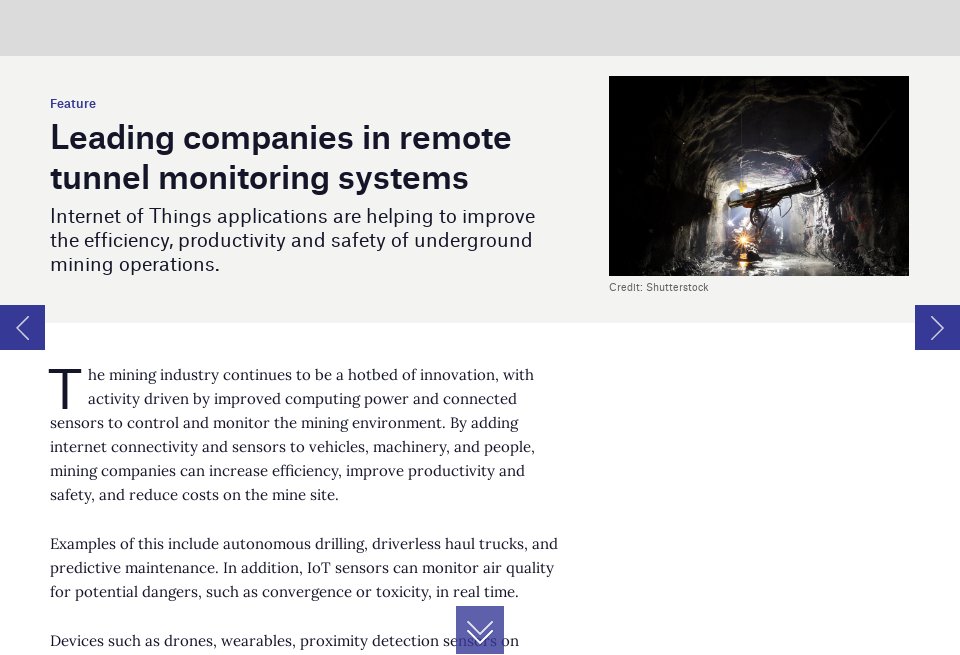 Leading companies in remote tunnel monitoring systems - Mine | Issue ...